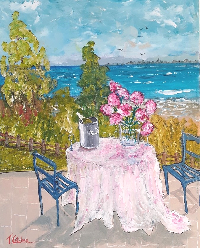 'Champers On The Terrace' by artist Tom Cotcher